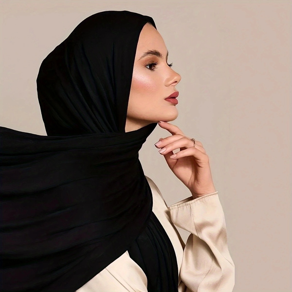 Laven ธรรมดายืดหยุ่น Jersery ผ้าฝ้าย Hijab ผ้าคลุมไหล่ผู้หญิง Jersey ผ้าพันคอ Foulard ผ้าฝ้าย Headscarf มุสลิม Hijab Tudung