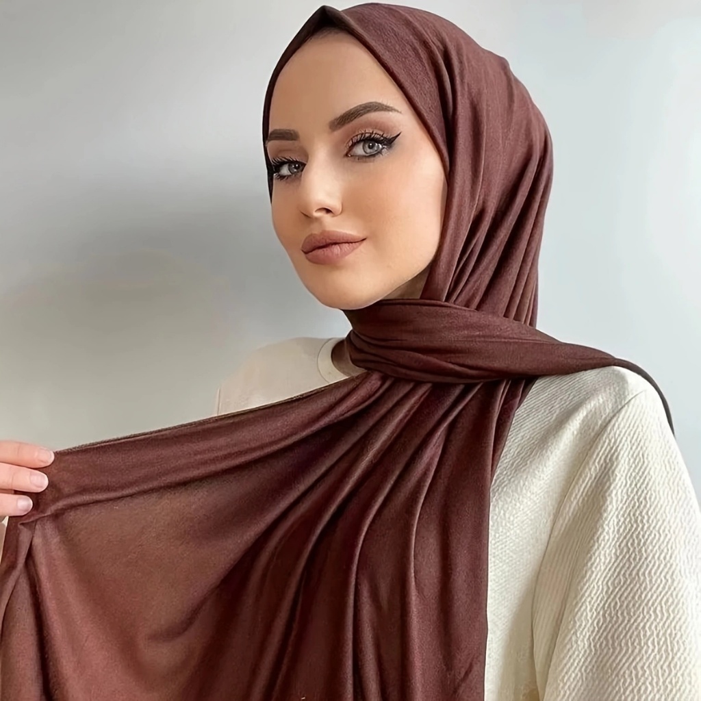 Laven ธรรมดายืดหยุ่น Jersery ผ้าฝ้าย Hijab ผ้าคลุมไหล่ผู้หญิง Jersey ผ้าพันคอ Foulard ผ้าฝ้าย Headscarf มุสลิม Hijab Tudung