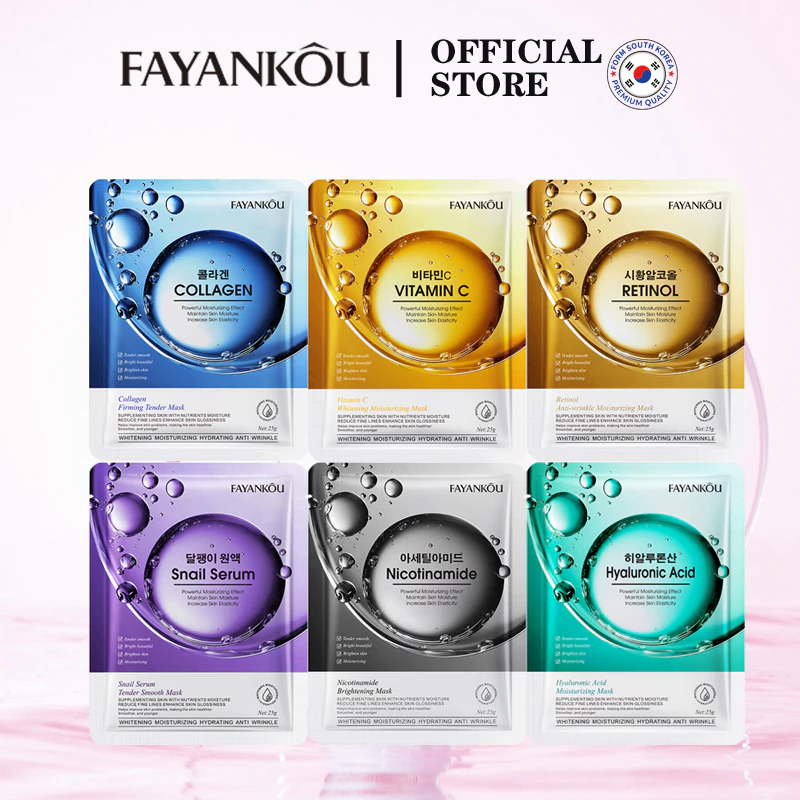 FAYANKOU แผ่นมาสก์เซรั่มเกาหลี 25g วิตามินซี เรตินอล คอลลาเจน ไนอาซินาไมด์