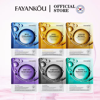 FAYANKOU แผ่นมาสก์เซรั่มจากเกาหลี 25 กรัม มีส่วนผสมของวิตามินซี / เรตินอล / คอลลาเจน / ไนอาซินาไมด์ / ไฮยาลูโรนิคแอซิด / สารสกัดเมือกหอยทาก