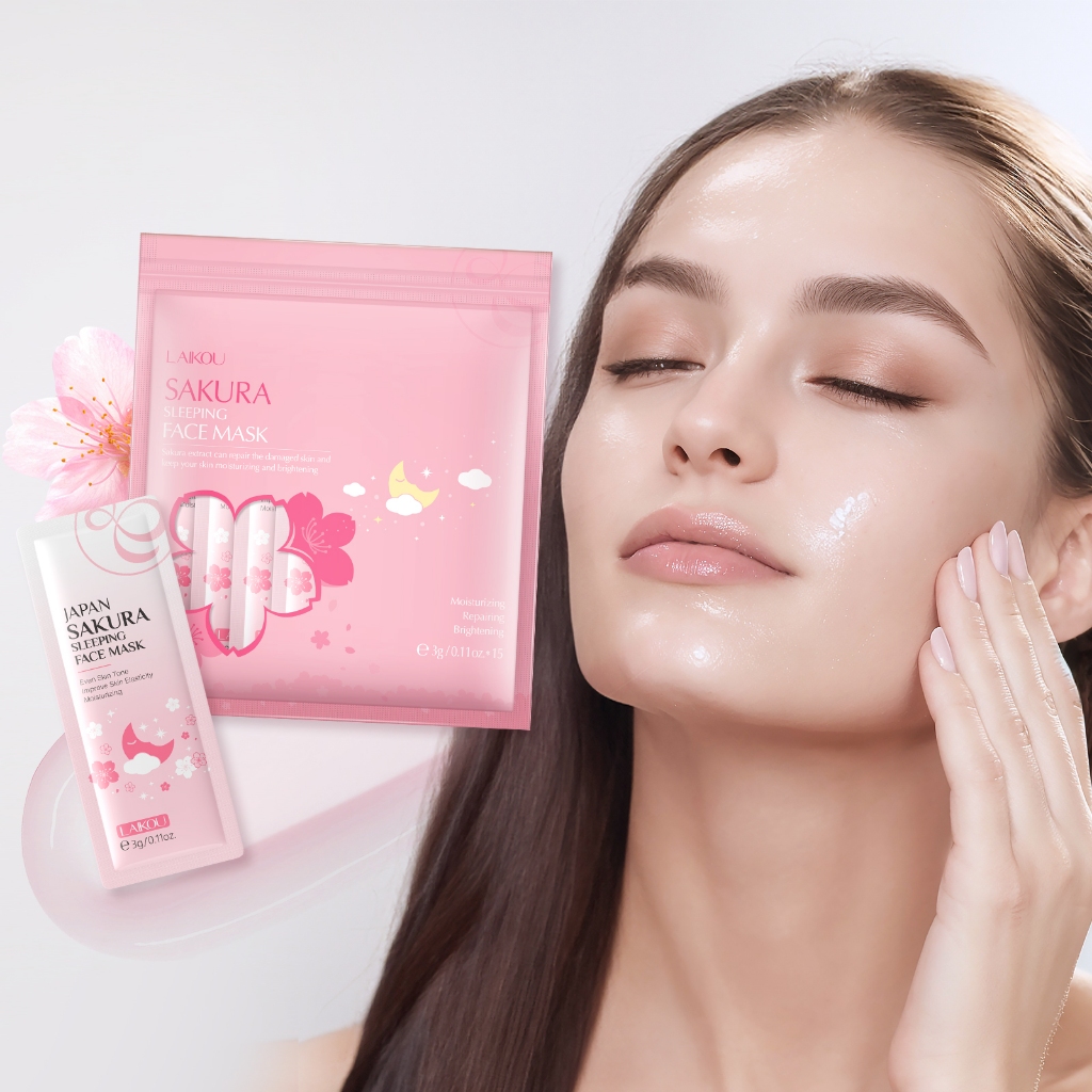 laikou มาสก์หน้า สารสกัดจากซากุระ ลดริ้วรอย ให้ความชุ่มชื้น Cherry blossoms 15 ชิ้น.