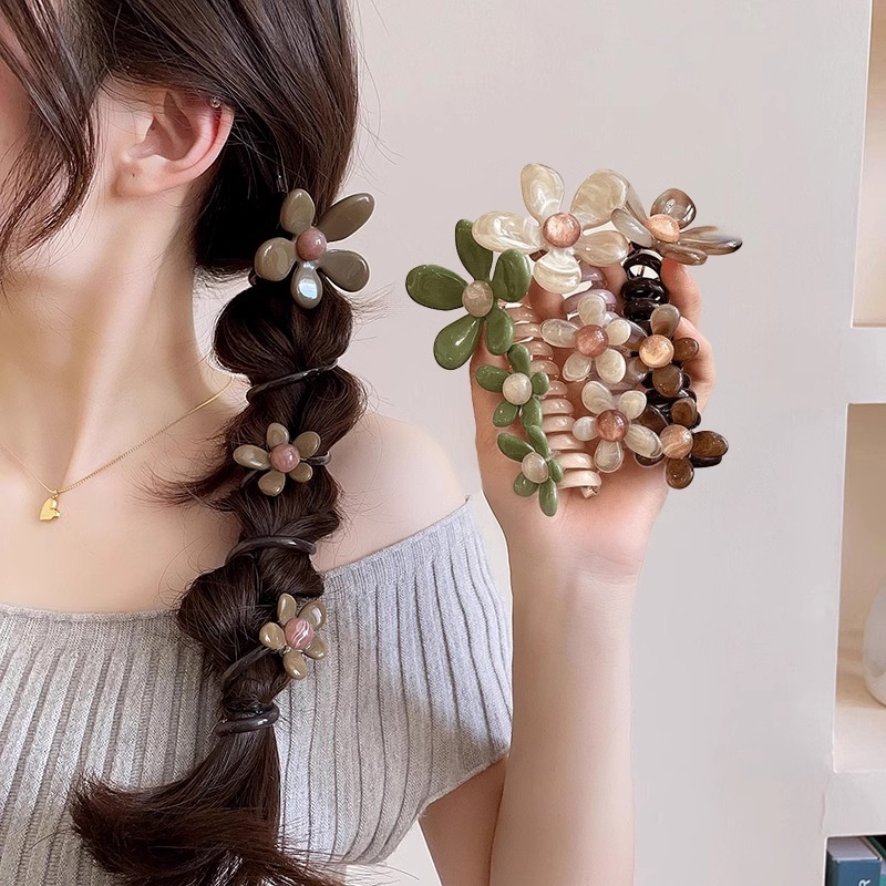 Super Fairy ดอกไม้ตรงสายโทรศัพท์ผมแหวนหัวเชือกหญิง 2024 สไตล์ใหม่ High-End ins Bubble Braided Hair Handy เครื่องมือ