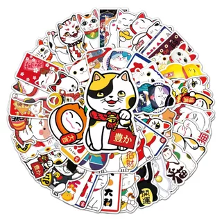 50 ชิ้นตลก Fortune Cat สติกเกอร์กันน้ํา DIY สําหรับโทรศัพท์แล็ปท็อปรถสติกเกอร์ Creative Home Decal