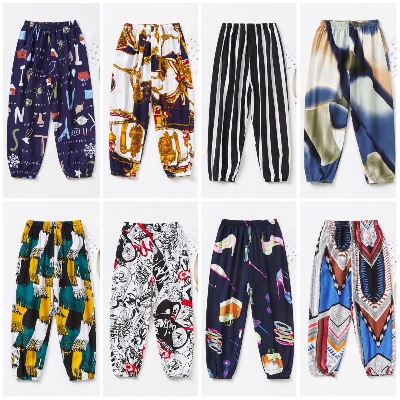LFKids Harem กางเกง 90-150 ซม.ชายหญิง Boho สไตล์กางเกงสําหรับฤดูใบไม้ผลิฤดูร้อน