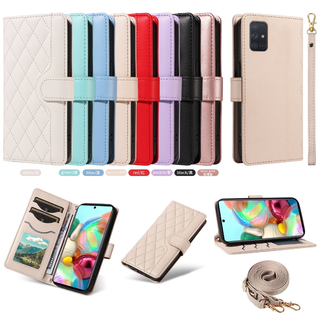 SAMSUNG กระเป๋าสตางค์สําหรับsamsung Galaxy A06 S21 S20 Ultar S21 Plus S20 FE 5G 2022 A71 A51 A21SหรูหรากรณีพลิกหนังPUฝาครอบแม่เหล็กพร้อมเชือกเส้นเล็ก