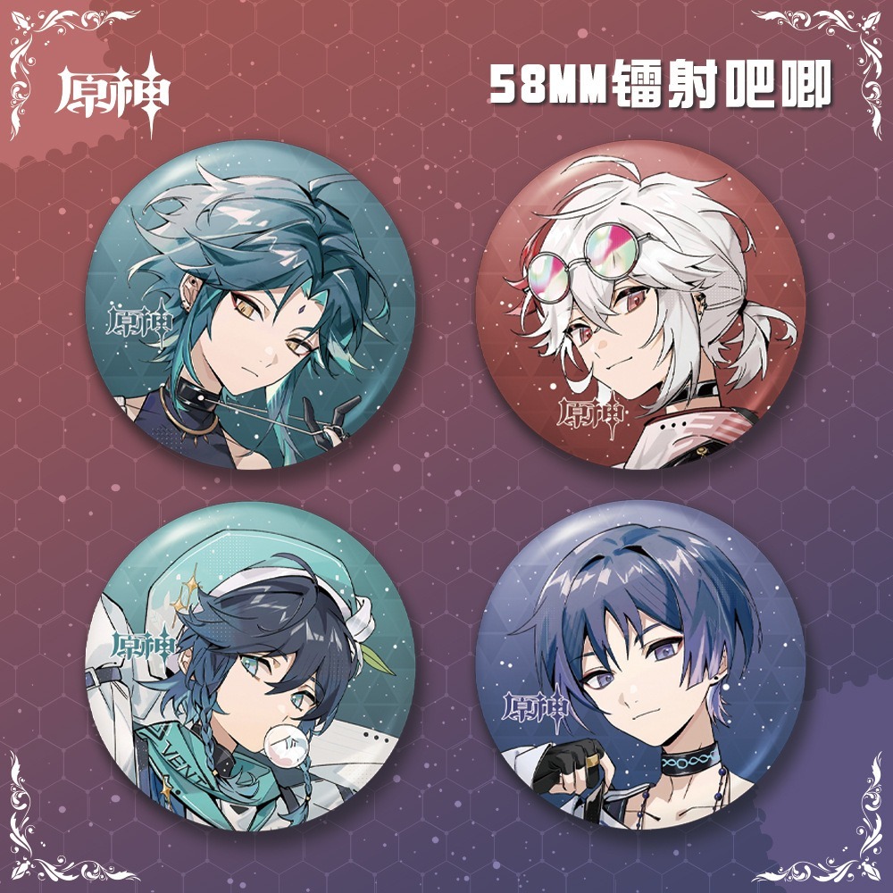 เกม Genshin Impact Venti Xiao Wanderer Kaedehara Kazuha Tinplate โลหะ Badge Pin เข็มกลัดอะนิเมะอุปกรณ์ต่อพ่วงสะสมของขวัญ