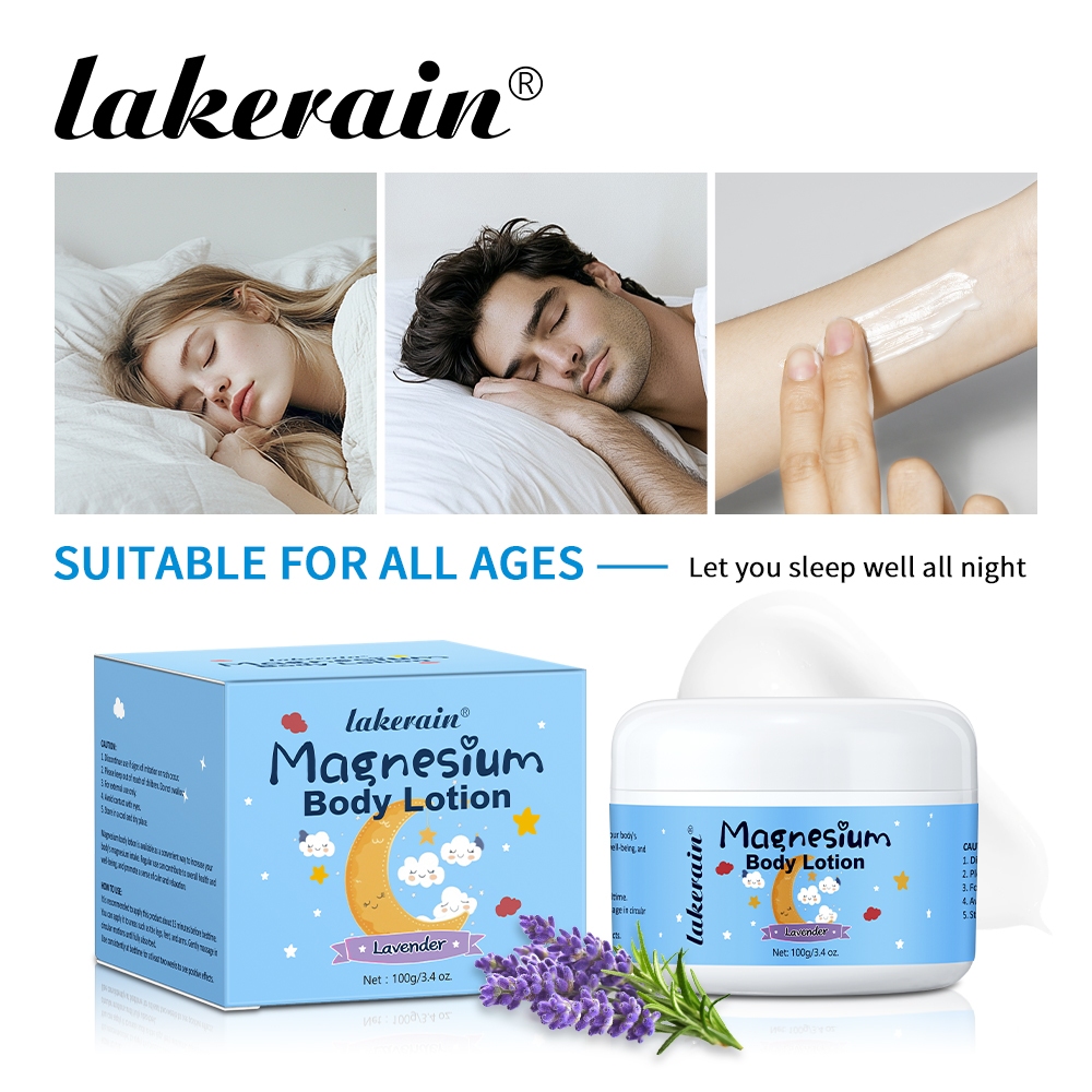 Lakerain Magnesium Body Lotion Bedtime & Night Calming Soothing Body Care Magnesium Cream 100ml