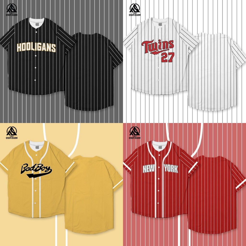เสื้อเบสบอลแขนสั้น Unsixe - เสื้อ Stickball oversize รุ่นหลวมเสื้อยืดแบรนด์ท้องถิ่น Hot Trend 2024