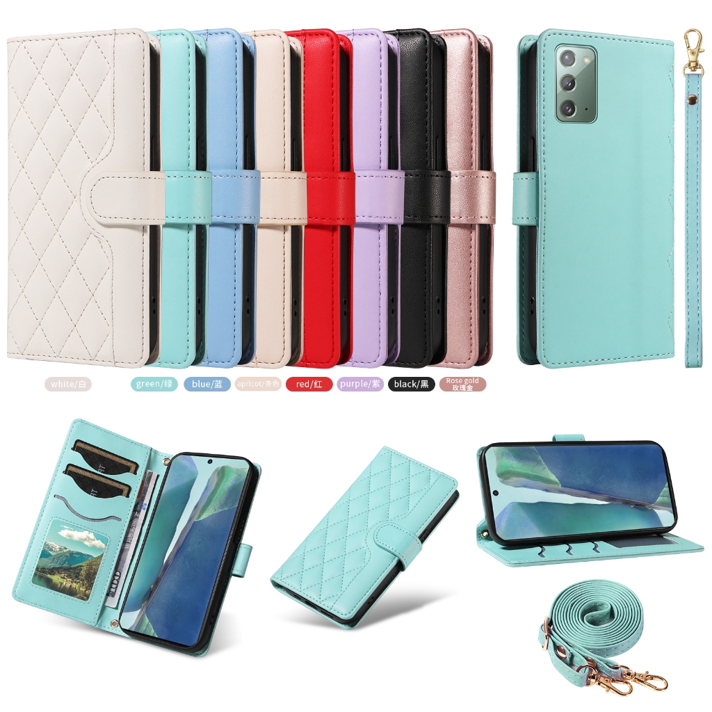 SAMSUNG กระเป๋าสตางค์สําหรับsamsung Galaxy Note20 Ultra Note10 Note10+ Note9 Note8 A70 A70S A50 A50S A30S A40 A30 A30 A10 A20EหรูหราพลิกกรณีหนังPUฝาครอบแม่เหล็กพร้อมเชือกเส้นเล็ก
