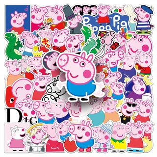 52 ชิ้นตลก เป๊ปป้า หมูสติกเกอร์กันน้ํา ทําเอง สําหรับแล็ปท็อป/โทรศัพท์/หมวกกันน็อค/รถ/สติกเกอร์กีตาร์ บ้าน รูปลอก