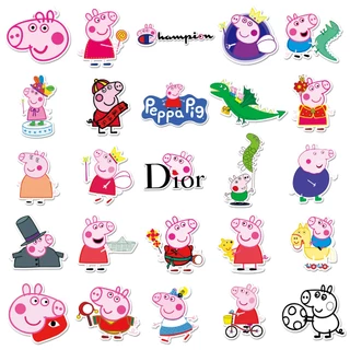 52 ชิ้นตลก เป๊ปป้า หมูสติกเกอร์กันน้ํา ทําเอง สําหรับแล็ปท็อป/โทรศัพท์/หมวกกันน็อค/รถ/สติกเกอร์กีตาร์ บ้าน รูปลอก