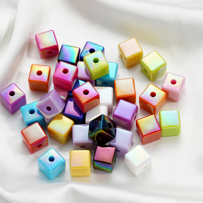 St.kunkka 4/10 ชิ้น 14 มม.อะคริลิคลูกปัดสี่เหลี่ยม Cube ลูกปัดพรุนเหมาะสำหรับเครื่องประดับ DIY ทำ