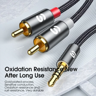 Essager สาย RCA 3.5 มม.แจ็ค 2 สายสัญญาณเสียง RCA Aux 3.5 มม.ชาย 2RCA อะแดปเตอร์ Splitter สําหรับกล่องทีวีโฮมเธียเตอร์ลําโพงลวด