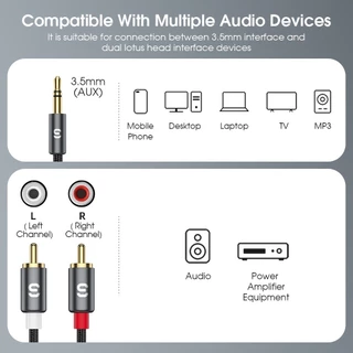 Essager สาย RCA 3.5 มม.แจ็ค 2 สายสัญญาณเสียง RCA Aux 3.5 มม.ชาย 2RCA อะแดปเตอร์ Splitter สําหรับกล่องทีวีโฮมเธียเตอร์ลําโพงลวด