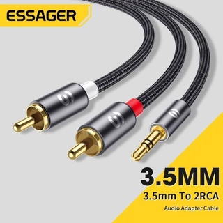 Essager สาย RCA 3.5 มม.แจ็ค 2 สายสัญญาณเสียง RCA Aux 3.5 มม.ชาย 2RCA อะแดปเตอร์ Splitter สําหรับกล่องทีวีโฮมเธียเตอร์ลําโพงลวด