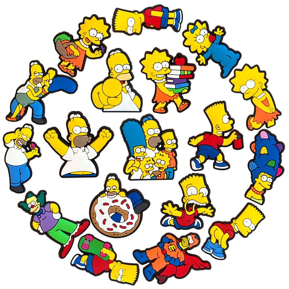 รองเท้า Charms DIY Simpson อุปกรณ์เสริมสําหรับตกแต่ง PVC Fit to Bubble Slides รองเท้าแตะ