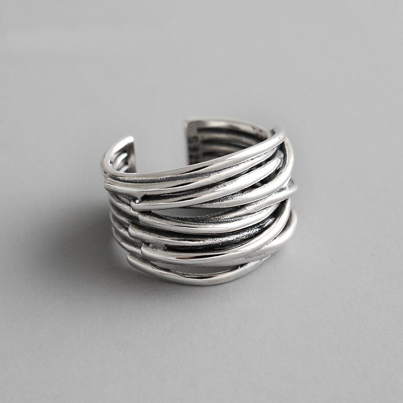 Jushi 925 Creative multi layer ไขลานแหวนปรับวันหยุดของขวัญผู้ชายผู้หญิงอุปกรณ์เสริม jewellery