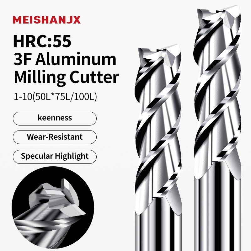 HRC55 เอ็นมิลอลูมิเนียม 3ฟัน 1-10มม ดอกกัดคาร์ไบด์ สำหรับการกัดอลูมิเนียม CNC Milling Cutter Endmill