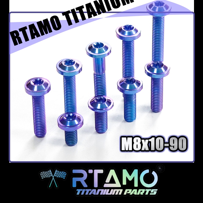 RTAMO Titanium Gr5 น็อตจานดิส ไม่มีบ่า 16D 5H M8(#12)x10-90L Nmax Xmax Forza Tmax Brake Disc