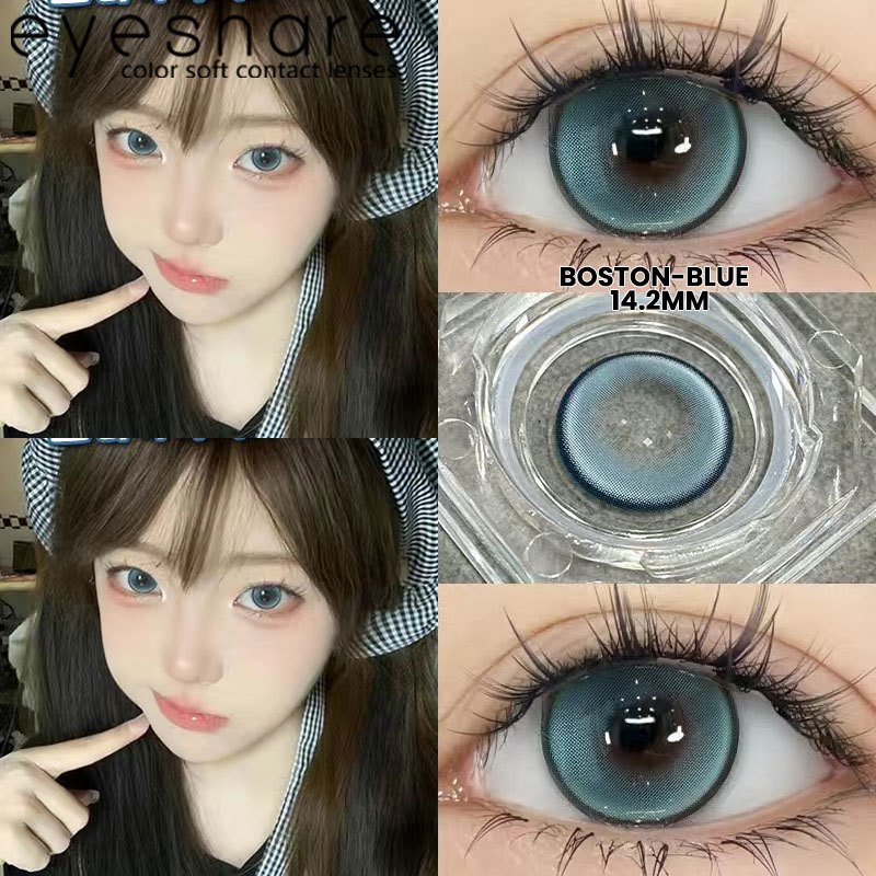Eyeshare (COD) BOSTON BLUE 1 คู่แต่งหน้าคอนแทคเลนส์สีควันสีน้ําตาลคอนแทคเลนส์แสงอ่อน