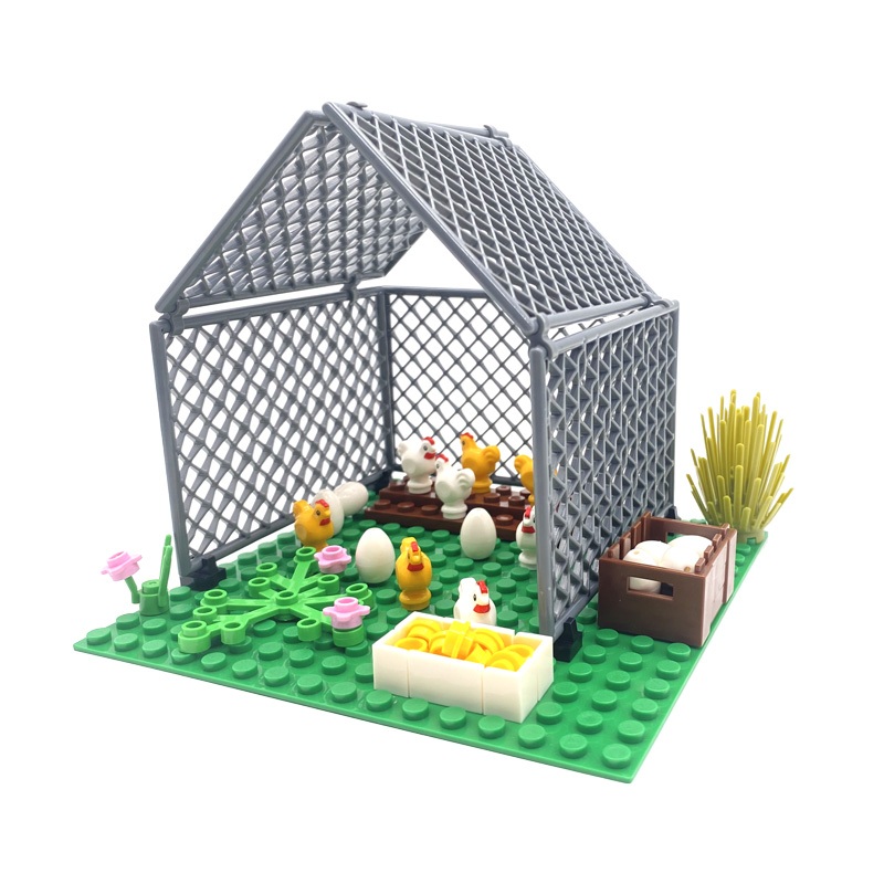 City Farm View MOC Building Blocks สัตว์ Chick House สุนัขดอกไม้ไข่ไก่ Baseplate DIY Henhouse พืชอิฐของเล่นเด็กของขวัญ