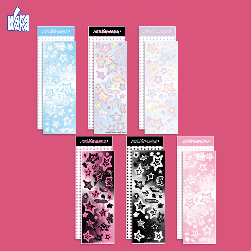 Wakawaka 6 ชิ้นสติ๊กเกอร์ต้นฉบับ Cuckoo Card Handbook สติ๊กเกอร์ Star สติ๊กเกอร์เกาหลี