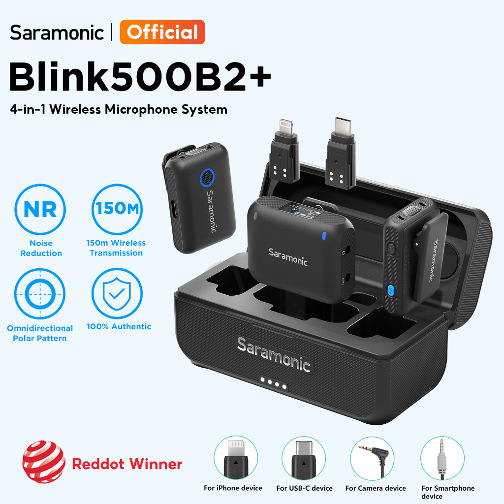 Saramonic Blink500B2+ ไมค์ไร้สาย ไมค์อัดเสียง ไมค์ asmr ไมค์ไลฟ์สด  สำหรับ iPhone Android กล้อง