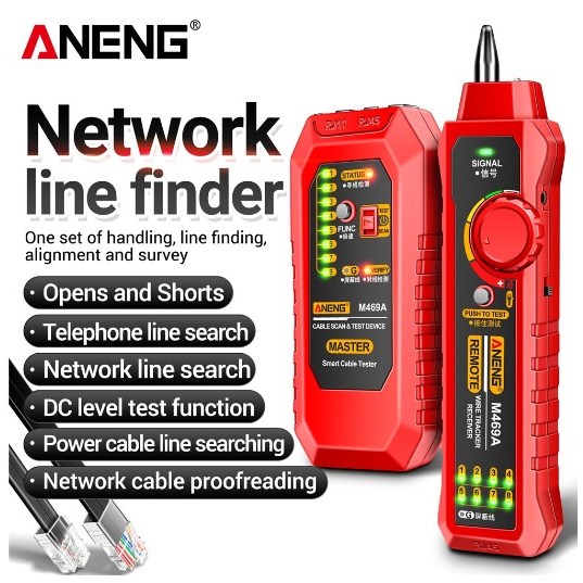 Aneng เครื่องวิเคราะห์เครือข่ายสายเคเบิล M469A RJ45 RJ11