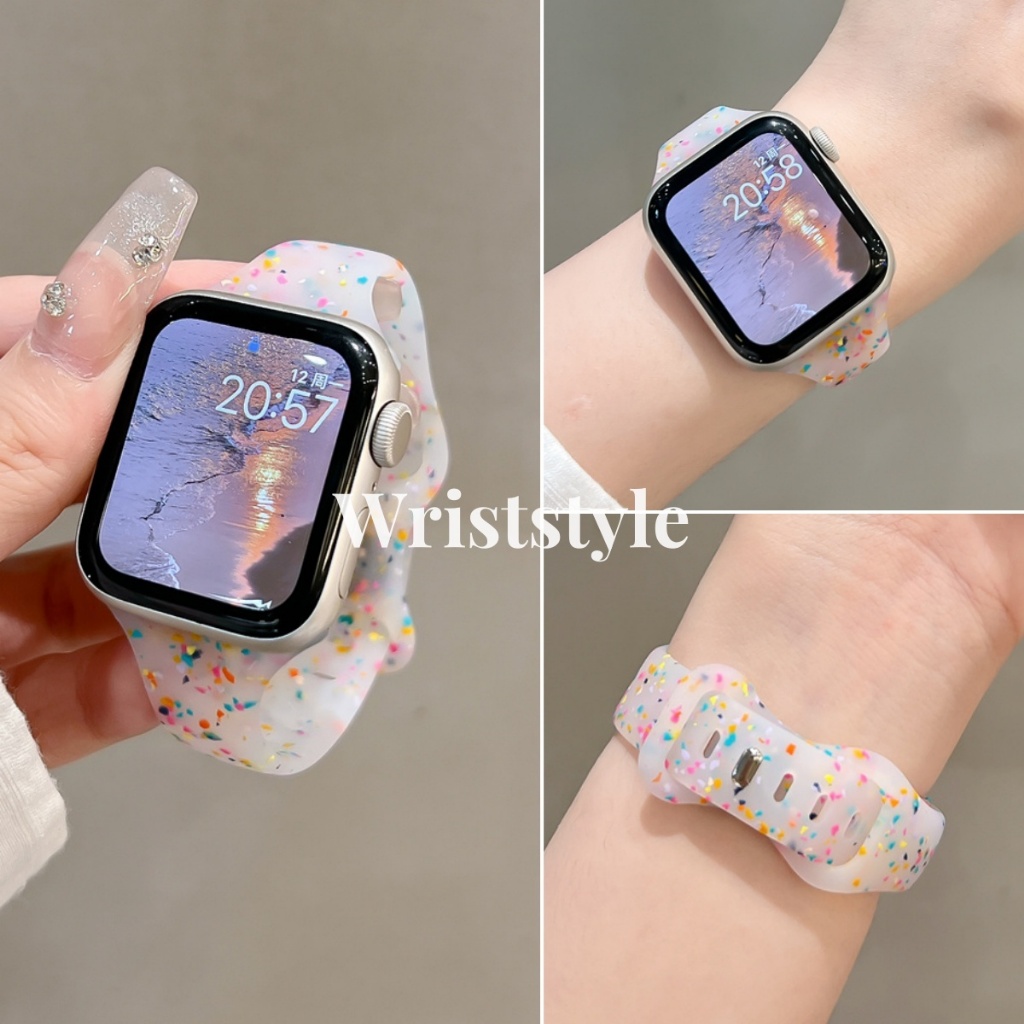 Small Thin Jelly สายนาฬิกาซิลิโคนโปร่งใสสําหรับ Apple Watch S9/8/7/6/5/4/3/2/1 SE2 ULTRA ผู้ชายผู้หญิงเปลี่ยนนาฬิกาสร้อยข้อมือสําหรับ iWatch 49 มม.45 มม.44 42 41 40 38