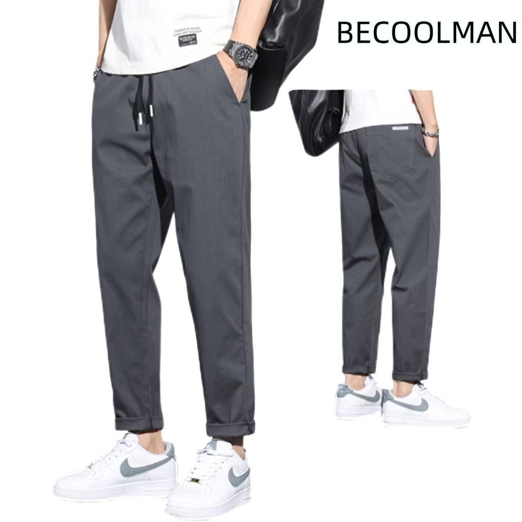 Beccolman-กางเกงเก้าส่วน ชาย 2024 รุ่นใหม่ ทรงตรง แบบหลวม ลำลอง แฟชั่น แฟชั่น【M-3XL】