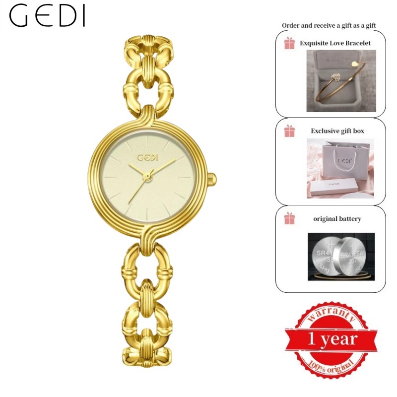 นาฬิกาผู้หญิง GEDI 14019 เข็มขัดเหล็ก