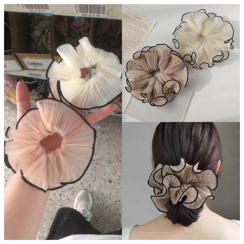 สาวฝรั่งเศสขนาดใหญ่ลําไส้วงกลมริ้วรอยชีฟองขนาดใหญ่ลําไส้เชือกผมผู้หญิงแฟชั่นหัวบอลผูกหัวผิวกล้ามเนื้ออุปกรณ์ผมเชือกคาดศีรษะ ราคา ถูกที่สุด ดีลบีเคเค รูปภาพหลัก