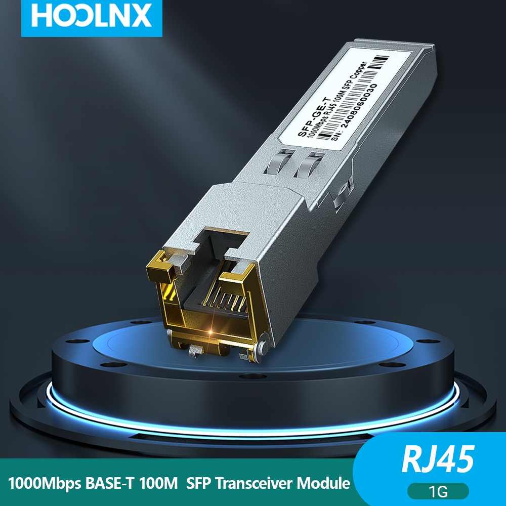 HOOLNX ทรานซีฟเวอร์ SFP เป็น RJ45 1.25Gbps - 1000BASE-T รับสาย CAT5e/6/7 ระยะ 100m สนับสนุน Mikrotik