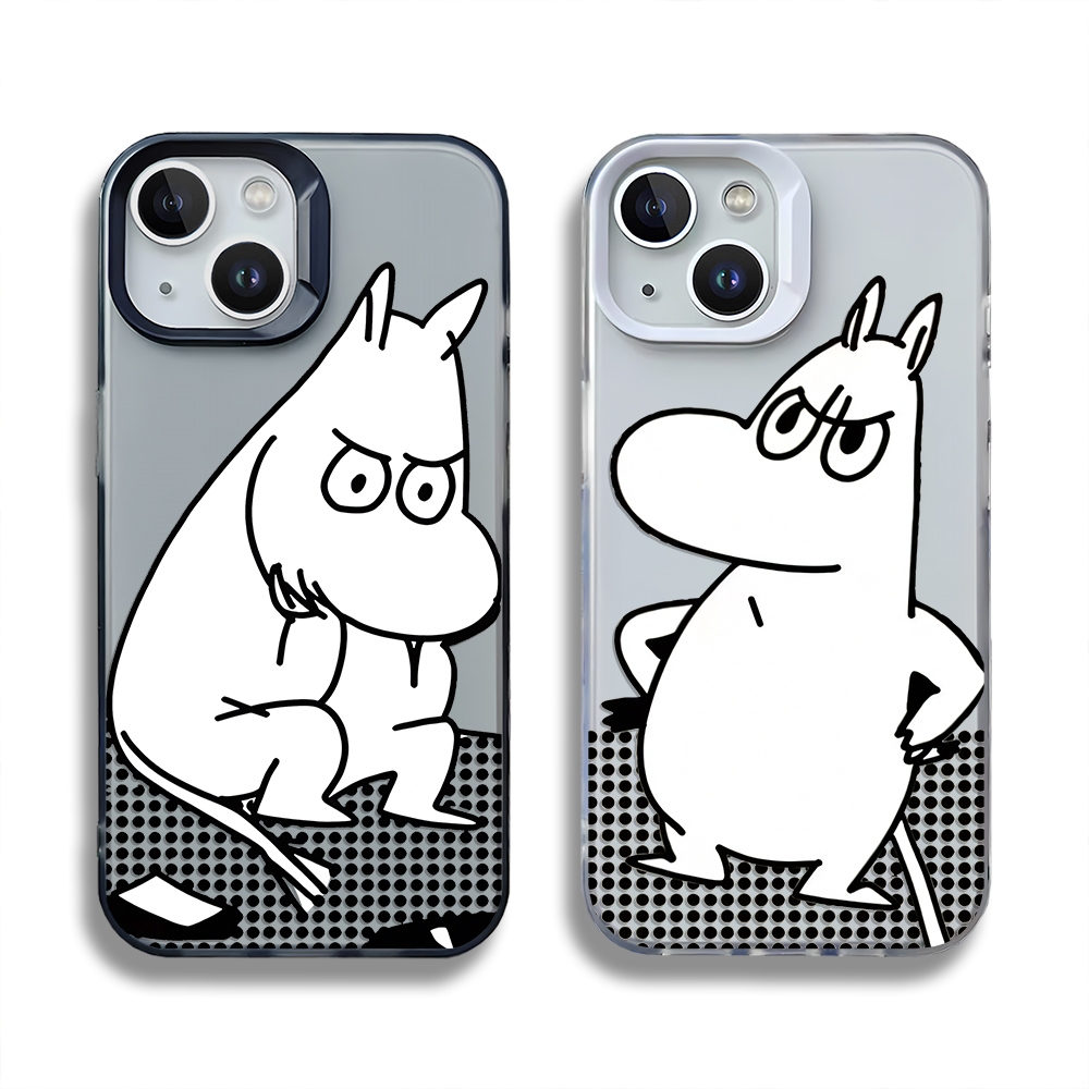 สําหรับ iPhone 15 / 14 / 13 / 12 / 11 ProMax Moomin การ์ตูนพลาสติกเคลือบเคสอ่อนสําหรับ iPhone 7 / 8 Plus / X / XR / Xs Max Casing