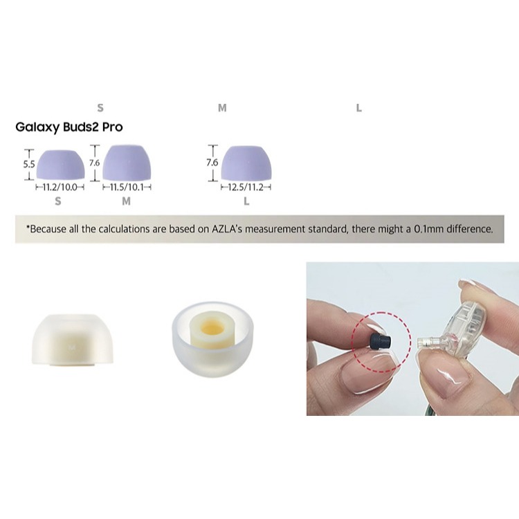 1 คู่ AZLA SednaEarfit MAX จุกหูฟังซิลิโคนทางการแพทย์มาตรฐานสําหรับ Samsung Galaxy Buds2 Pro, Sony WF-1000XM4 / WF-1000XM5