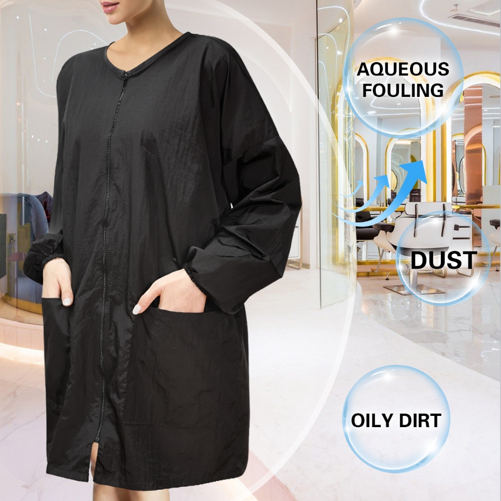 Hairstylists เสื้อผ้าทํางานผู้ชายและผู้หญิงแฟชั่น Overalls ร้านทําผมผม Dye Shops ผ้ากันเปื้อน Perm และย้อมสีเสื้อผ้าทํางานพิเศษกันน้ํา - รูปที่ 6