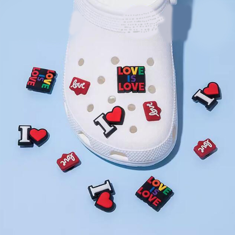 Crocs รองเท้าดอกไม้รองเท้าอุปกรณ์เสริม diy รองเท้าหัวเข็มขัดอุปกรณ์เสริมสนุกภาษาอังกฤษ My Heart Love ตกแต่งหัวเข็มขัด Zhibixing