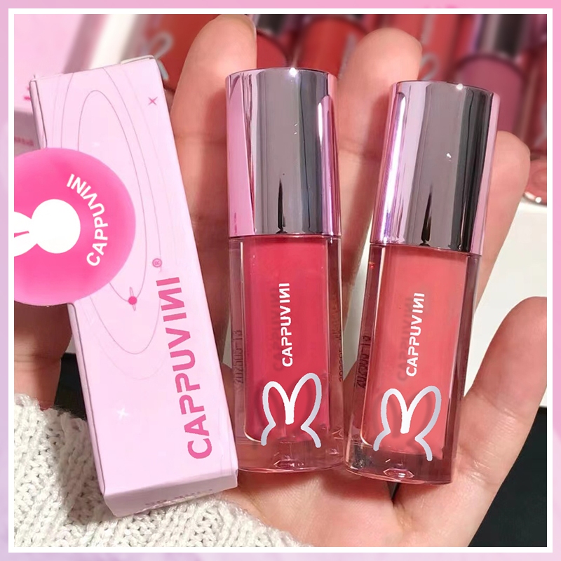 【kifli1】Cappuvini ลิปสติก ลิปกลอส ชิมเมอร์ เพิ่มความชุ่มชื้น กันน้ํา 9 สี -KI