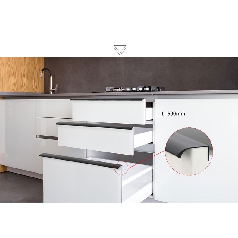 มือจับประตูตู้เสื้อผ้า ลิ้นชัก แบบขยาย สีดํา แบบเรียบง่าย สไตล์โมเดิร์น - รูปที่ 2