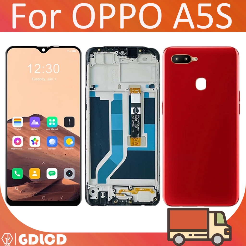 ชุดประกอบหน้าจอสัมผัส LCD สําหรับ OPPO A5S LCD AX7 A7 A12 realme 3 CPH1909