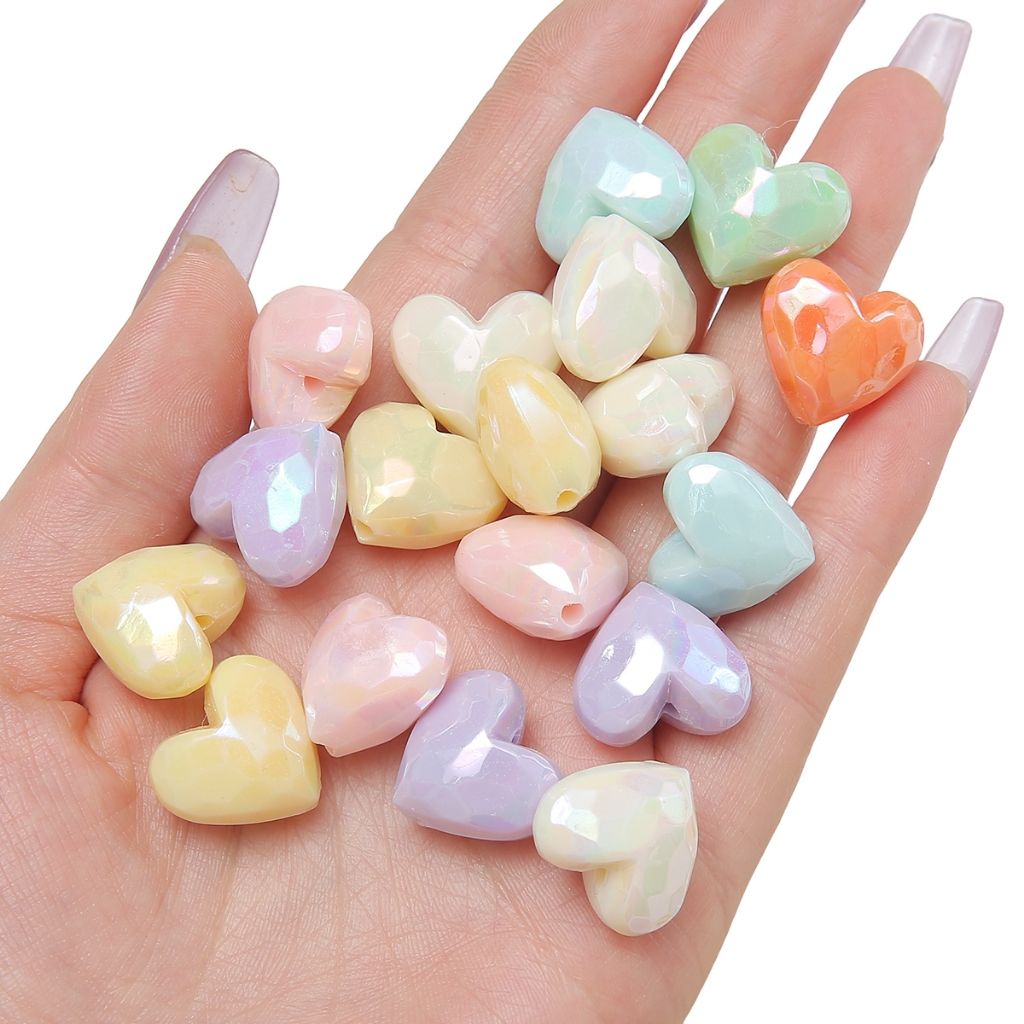 [19X17mm] Color-plated Peach Heart Bead ครีมลูกปัดรูปหัวใจ DIY Handmade เครื่องประดับอุปกรณ์เสริม