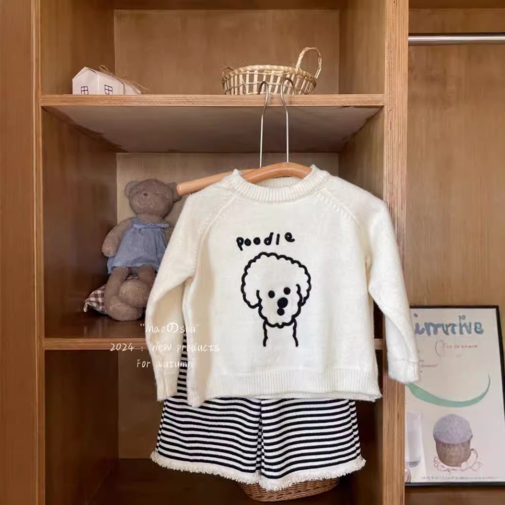 เวอร์ชั่นเกาหลีเสื้อผ้าเด็กเด็กสาวน่ารักสาวเสื้อกันหนาวฤดูใบไม้ร่วงรูปแบบใหม่เสื้อถักสูทปักด้านบนเด็กทุกการแข่งขัน