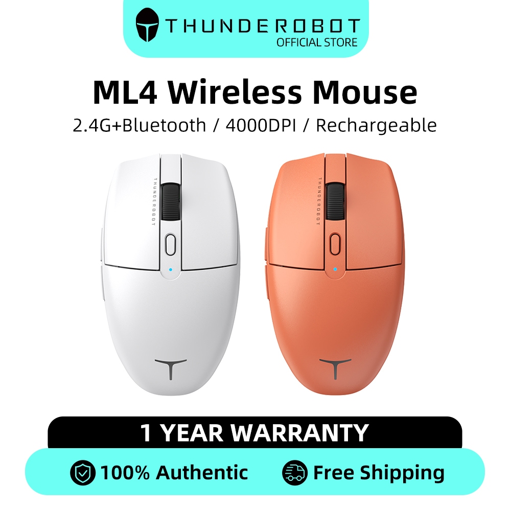 Thunderobot ML4 เมาส์สํานักงานสองโหมด, ลดเสียงรบกวนแบบชาร์จบลูทูธไร้สาย 2.4G น้ําหนักเบา