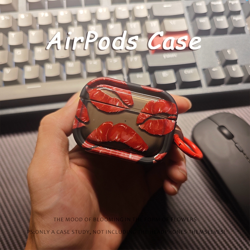 เซ็กซี่สีแดงริมฝีปากtpuหูฟังสําหรับairpods 4 กรณีโปร่งใสสีดําหูฟังป้องกันกรณีสไตล์ใหม่สําหรับAirPodsPro2 หูฟังป้องกันกรณีเข้ากันได้กับAirPodsProกรณีAirPods2genกรณี