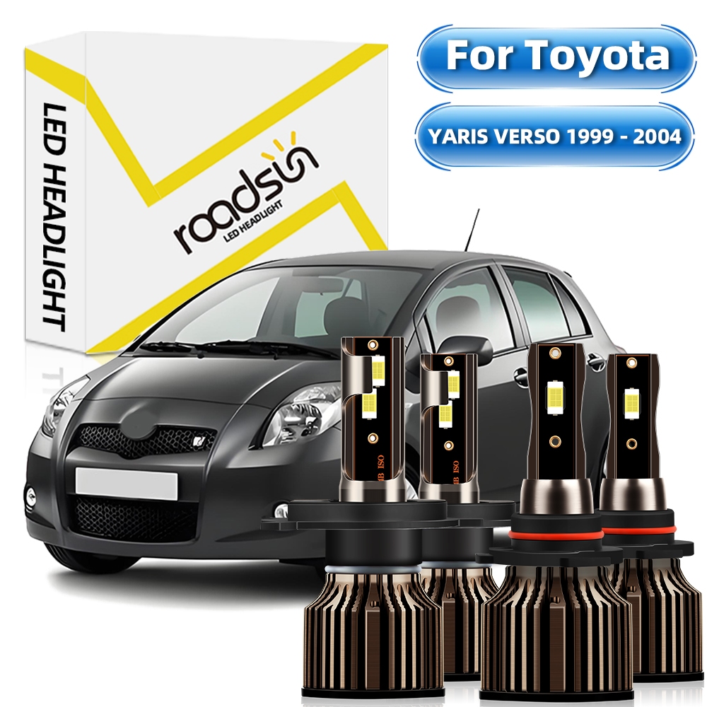 For Toyota YARIS VERSO 1999-2004LED ไฟหน้ารถหลอดไฟ Hi-Lo Beam ไฟหน้าหมอก 6000K สีขาว 13000LM 400% Super Bright Plug And Play