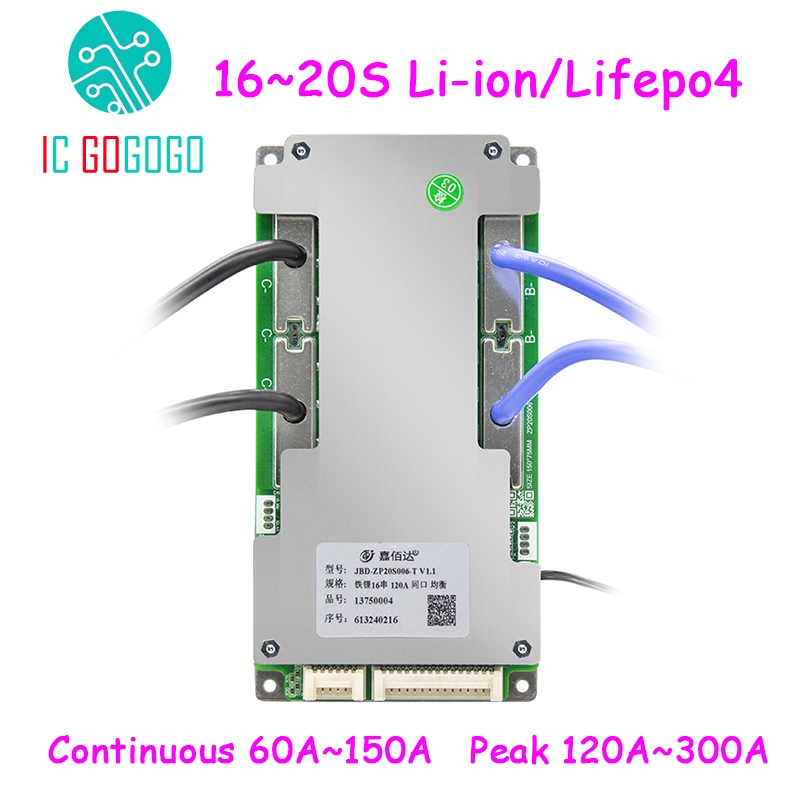 Jbd 16S 17S 20S 48V 60V 72V 60A 80A 100A 120A 150A Lifepo4 Li-ion NMC BMS Balance Board พร้อม Drop P