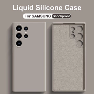 หรูหราซิลิโคนเหลวเคสโทรศัพท์สําหรับ Samsung Galaxy S26 S25 S24 Ultra S23 S22 S21 S20 S10 Plus หมายเหตุ 20 สีทึบป้องกันกันกระแทกนุ่มปกหลัง