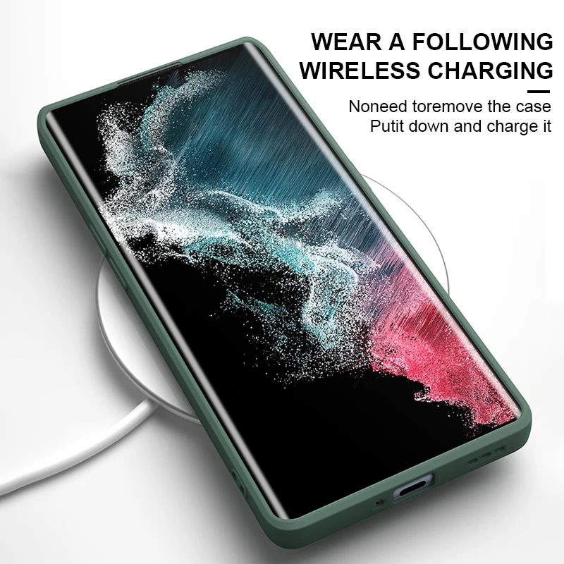 หรูหราซิลิโคนเหลวเคสโทรศัพท์สําหรับ Samsung Galaxy S25 S24 Ultra S23 S22 S21 S20 S10 Plus หมายเหตุ 20 สีทึบป้องกันกันกระแทกนุ่มปกหลัง - รูปที่ 4