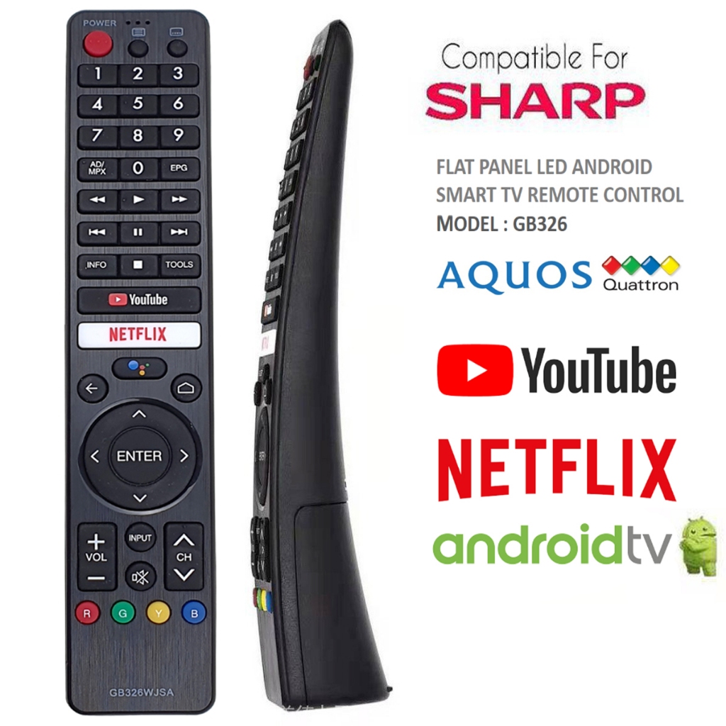 รีโมทคอนโทรลทดแทนสําหรับ Sharp Youtube Netflix LED/Android สมาร์ททีวี ไม่มีรีโมทคอนโทรลด้วยเสียง