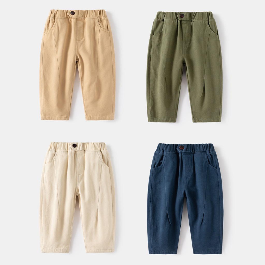 1-8 ปีชายกางเกงลําลองแฟชั่นเกาหลีรุ่นอินเทรนด์หล่อกางเกงลําลองฤดูใบไม้ผลิผ้าฝ้ายสบายกลางเอวเด็กกางเกงลําลอง